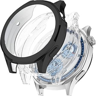 2-Pack Case for Huawei Watch GT5, Soft TPU Bumper Case with Screen Protector, Huawei GT 5 Film Cover. Anti-Scratch Shockproof Full Protective Case for Huawei Watch GT 5 46mm-Clear+Black