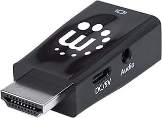 محول منفذ HDMI الى في جي ايه من مانهاتن، HDMI ذكر الى VGA انثى مع صوت، منفذ طاقة USB نوع بي اختياري، لون اسود موديل 151542