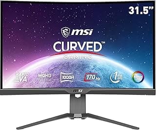 MSI شاشة العاب 325CQRF QD منحنية (32 انش) 2560 × 1440 بكسل من ماج كواد HD واسعة، VA سريعة، انحناء 1000R، معدل تحديث 170Hz، مع جي تي 1 مللي ثانية، تقنية كوانتوم دوت، (ضمان محلي 3 سنوات)، ام اس اي