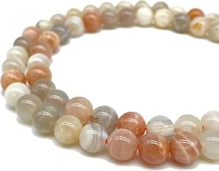 ABCGEMS Madagascan Tri-Color Rainbow Moonstone Beads (Gorgeous Shimmery Overtones) Healing Energy Crystal Stone Ideal for Bracelet Necklace Ring DIY Jewelry Making Craft Men Women Smooth Round 8mm