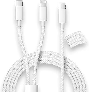 2 in 1 Universal USB C Multi Fast Charging Cable, 1.2m Fast Charging Cable Compatible with Lightning To USB C to 30W, Nylon Braided Multiport Cable Compatible with iPhone, Android, Samsung Galaxy