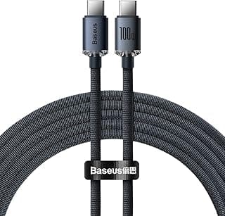 كابل شحن حديث 100 وات 2 متر بتقنية سريعة PD3.1 QC4.0 فائق السرعة USB-نوع سي إلى من باسيوس لتابلت وموبايل هواوي ميت برو وشاومي 14 الترا 13 واوبو واسيوس وروج وريلمي وهونر ون بلس كحلي
