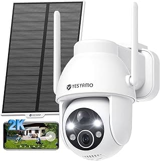 360° PTZ Solar Security Camera Outdoor Wireless, 2K QHD Solar Camera Rechargeable Battery Operated, CCTV Camera with PIR Human Detection, 2.4Ghz WiFi Camera, Sound&Light Alarm, Work with Alexa