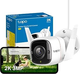 TP-Link Tapo Outdoor Security Camera, Weatherproof, No Hub Required, Works with Alexa & Google Home, 3MP Ultra-High Definition, Automatic Siren, 2-way Audio, SD Storage, Amazon Exclusive (TC65)