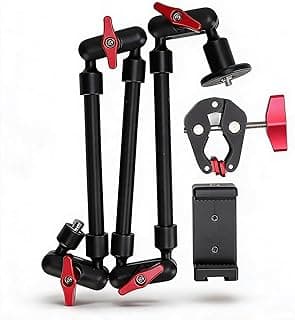 Upgraded 31in Adjustable Articulating Friction Magic Arm with 1/4in 3/8in Thread & Super Clamp, Camera Mount 360 Degree Rotation for LED Light Microphone Video Rig (31 Inch)