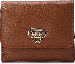 Egypt Small Golden Clasp leatherwallet Genuine High Quality leather Elegant Compact Mini Purse, Durable & Lightweight, Stylish Women'sWallet Gift [Havana]