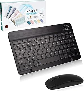 Bluetooth Keyboard and Mouse Combo,Ultra Slim Rechargeable Portable Wireless Keyboard Mouse Set Compact for Android Windows Tablet Cell Phone iPhone iPad Computer Desktop PC Laptop(Black)