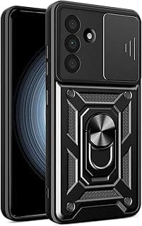 جراب مقاوم للصدمات بفتحة كاميرا منزلقة TPU + PC متوافق مع سامسونج Galaxy M55 (أسود)