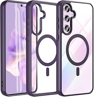 Magnetic Case for Samsung Galaxy S25 FE 5G Case [Compatible with MagSafe] [Shockproof Military Grade], Transparent Back Slim Bumper Cover Phone Case (Purple)