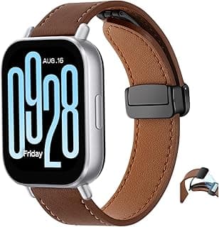 حزام جلد طبيعي لساعة شاومي Redmi Watch 5 Active/Redmi Watch 5 Lite، حزام بديل مغناطيسي ناعم وقابل للتعديل
