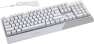 كيبورد إم إس آي USB فيجور GK30 بإضاءة RGB و مضادة للأشباح و ملمس ميكانيكي أبيض للابتوب بالإنجليزية