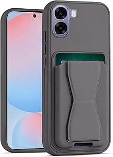 جراب محفظة جلد متوافق مع OPPO A6X 4G / 5G / OPPO A6 4G / 5G، غطاء خلفي جلد مع إطار TPU، جراب حماية ضد الصدمات مع حامل بطاقات (رمادي داكن)
