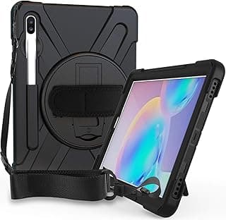 Galaxy Tab S6 10.5 Case 2019 (T860 / T865 / T866 / T867) with Hand Strap, Rugged Heavy Duty Shockproof Rotating Kickstand Protective Cover Case for Galaxy Tab S6 10.5-Inch Tablet –Black