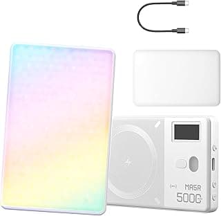كشاف إضاءة فيديو GODOX MA5R RGB، إضاءة سيلفي صغيرة مغناطيسية قابلة للشحن، 14 وضع إضاءة، تدعم NFC/بلوتوث (أبيض)