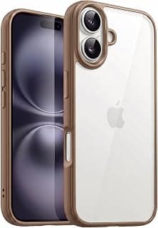 جراب لهاتف ابل iPhone 17 مقاس 6.3 بوصة، جراب شفاف كريستالي [لا يتغير لونه] [حماية من السقوط بمعايير عسكرية] جراب حماية نحيف مقاوم للصدمات (بني صحراوي)
