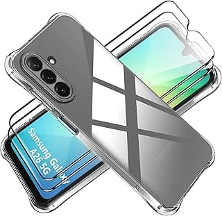 جراب لهاتف سامسونج Galaxy A26 5G مع واقي شاشة زجاجي، مضاد للصدمات، سيليكون شفاف، حماية للكاميرا