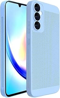 Case For Samsung Galaxy S25 FE 5G Heat Dissipation Case with Built-in Camera Lens Protector Slim Fit Breathable Cooling Anti-Fingerprint Hard PC Back Shockproof Cover (Baby Blue)