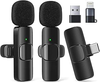 Wireless Lavalier Microphone, Dual Omnidirectional, Plug-and-Play, Compatible with iOS and Android, Ideal for Vlogging, Live Streaming, Interviewing, and Recording