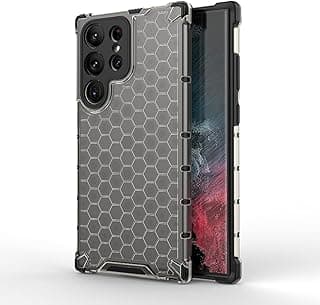 For Samsung Galaxy S24 Ultra Shockproof HoneyComb Back Cover, Defender Corners, Camera Protection and Semi Transparent Back Compatible With Samsung Galaxy S24 Ultra (6.8'') (Semi-Transparent)
