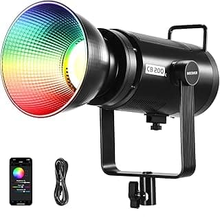 كشاف إضاءة فيديو NEEWER CB200C بقوة 200 وات RGBWW COB LED، يدعم التطبيق/2.4G، ألوان 360 درجة، 2500K-7500K، شدة 23000lux/m، هيكل معدني Bowens، إضاءة مستمرة صامتة، CRI97+ للتصوير الفوتوغرافي وتسجيل الفيديو