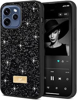 Dl3 Mobilak Case For OPPO Reno 15 Pro Case Glitter, Sparkle Diamond Crystal Bling Case with Bling, Ultra Thin Lightweight Full Body Shockproof Anti-Scratch Protective Cover (Black)