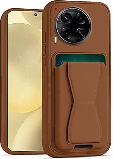 Dl3 Mobilak Leather Wallet Case Compatible with Tecno Camon 30 4G, Leather Back Cover With TPU Frame, Shockproof Protective Phone Case with Card Holder Stand (Brown)