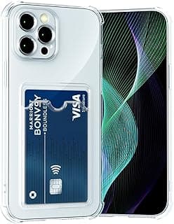 Protective Shock Absorption Bumper soft Transparent Armor Case with Card Slot Holder For Apple iPhone (14 Pro Max)