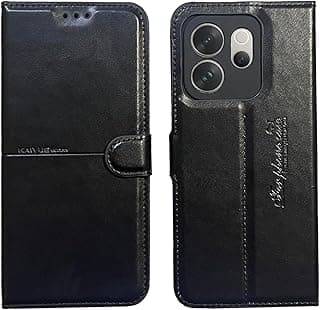 (For V70) Flip Case Kaiyuee Full Coverage Faux Leather for Vivo V70 5G Case Kickstand With camera Protection (Black)