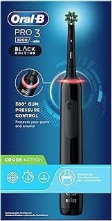 فرشاة أسنان كهربائية قابلة لإعادة الشحن Pro 3 3000 Cross Action مع حقيبة سفر من براون، أسود - D505.513.3X
