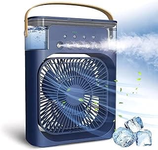 One94Store Portable Humidifier Air Cooler Fan for Home with 3 Speed Mode, Mist Fan with Water Spray, 7 Color LED and Timer, USB Personal Mini Cooler Desk Fan for Shop, Office, Kitchen (USB Powered