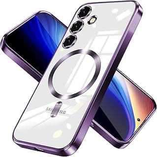جراب مغناطيسي لهاتف سامسونج Galaxy A15 4G/5G، متوافق مع MagSafe، حماية مدمجة لعدسة الكاميرا، جراب فاخر مطلي TPU ناعم شفاف مقاوم للصدمات - بنفسجي