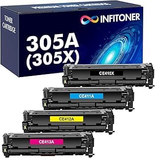 خرطوشة حبر 305A من 4 قطع بديلة لطابعة اتش بي 305A 305X CE410A CE411A CE412A CE413A لطابعة برو 400 كولور MFP M451nw M475dn M451dn M476nw M351 M375 M451 M475 (أسود سيان أصفر ماجينتا)