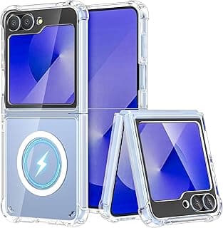 جراب Dl3 Mobilak لسامسونج جالاكسي Z Flip 6 شفاف، متوافق مع MagSafe، مضاد للصدمات ومقاوم للاصفرار، جراب مغناطيسي لهاتف جالاكسي Z Flip 6 5G (2024)