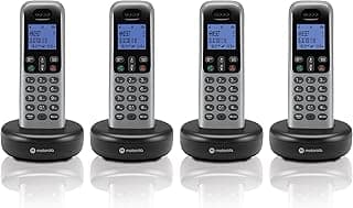 Motorola Voice T604 Cordless Phone System w/4 Digital Handsets, Speakerphone, and Call Block - Dark Grey