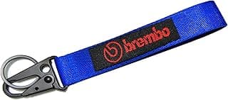 ميدالية وسلسلة مفاتيح سيارة قماش بحلقة معدن متوافق مع شعار بريمبو - لون ازرق - من كابر مصر 2020