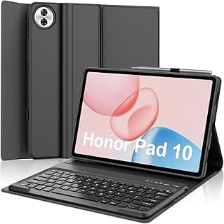 JADEMALL Keyboard Case for HONOR Pad 10 12.1", Wireless Magnetic Detachable Bluetooth Keyboard(UK Layout), Slim PU Leather Cover with Pencil holder for Honor Pad 10 12.1-inch 2025 Tablet, Black