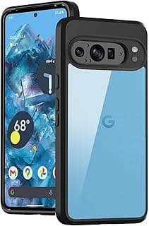 متوافق مع Google Pixel 9 Pro جراب شفاف، مقاوم للصدمات بمعايير عسكرية ومضاد للاصفرار، جراب هاتف حماية نحيف غطاء ممتص صدمات كامل مع حماية لعدسة الكاميرا - أسود
