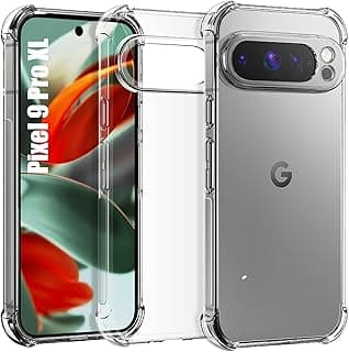 جراب Google Pixel 9 Pro XL، شفاف [مقاوم للصدمات] [حماية بمعايير عسكرية] جراب هاتف نحيف من TPU مرن وناعم، شفاف كريستالي