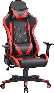 Yaheetech Ergonomic Gaming Chairs High Back Computer Game Chair Adjustable Racing Office Chair Lumbar Support Gamer Chairs with Headrest Black/Red