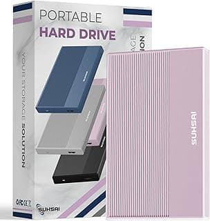 SUHSAI External Hard Drive 320GB USB 3.0 Portable Hard Disk Storage & Memory Expansion HDD, Backup External Hard Drive for Laptop Computer, MacBook, and Desktop (Rose Pink)