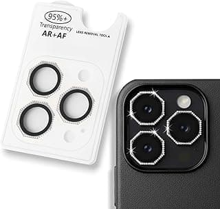 Camera Lens Protector compatible with iPhone 11 Pro/ 11 Pro Max/ 12 Pro, Hexagonal Design, Tempered Glass and Aluminum, 95% Transparency, Anti Scratch, AR High Definition Transparen (Silver Diamond)