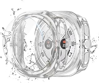 جراب حماية مع اسكرينة زجاجية بإطار صلب متوافق مع ساعة سامسونج Galaxy Watch Ultra مقاس 47 مم، حماية كاملة ضد الضباب والصدمات (شفاف)