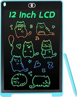 كولزون تابلت كتابة بشاشة LCD ملونة مقاس 12 انش للاطفال، لوح رسم محمول قابل للمسح، لعبة تعليمية تعليمية للاولاد والبنات، اسود