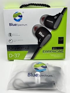 Blue Spectrum D-37 Wired Earphones, 3.5mm Jack Handfree with Built-in Mic & Hi-Fi Bass - سماعة سلك هاند فري