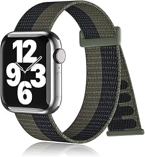 Nylon Sport Loop Bands Compatible with Apple Watch Band 38mm 40mm 41mm for Women Men, Stretchy Elastic Braided Replacement Straps for iWatch Series 6 7 5 4 3 2 1 SE，Storm Black