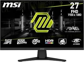 شاشة ألعاب MAG 274F 27 بوصة من ام اس اي، FHD 1920×1080، اي بي اس سريع، معدل تحديث 200 هرتز، زمن استجابة 0.5 مللي ثانية، HDR، حماية العين، مداخل HDMI 2.0b وDP 1.2a، بدون إطار، تعديل الميل، VESA، أسود