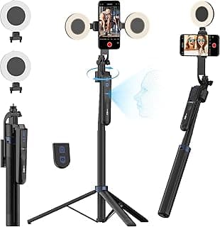 USKEYVISION Auto Face Tracking Tripod 360 Rotation,70.9” Phone Tripod for iPhone w/Fill Light,Selfie Stick for iPhone w/Remote Control,Phone Holder Video Recording for Content Creators TikTok(UTK-02)