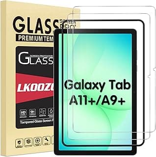 عبوة 2 شاشة حماية لتابلت سامسونج Galaxy Tab A9+ / A9 Plus 5G مقاس 11 بوصة من الزجاج المقوى مع إطار للتركيب، HD، مقاومة للخدش