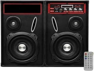 سماعات صب ZR6500 نظام ستيريو 2.0، قدرة 60W، بلوتوث، دعم USB وكارت ميموري SD، راديو FM، ريموت كنترول، 2 سماعة 6 بوصة، أسود