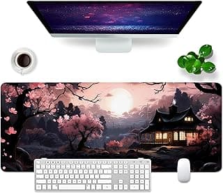 قاعدة ماوس للالعاب مقاس XL بتصميم زهور الكرز مقاس 80 × 30 سم، قاعدة ماوس العاب احترافية للكمبيوتر الشخصي وديكور المكتب (الكرز واليابان)